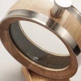 The top view of a 500ml oak barrel decanter.